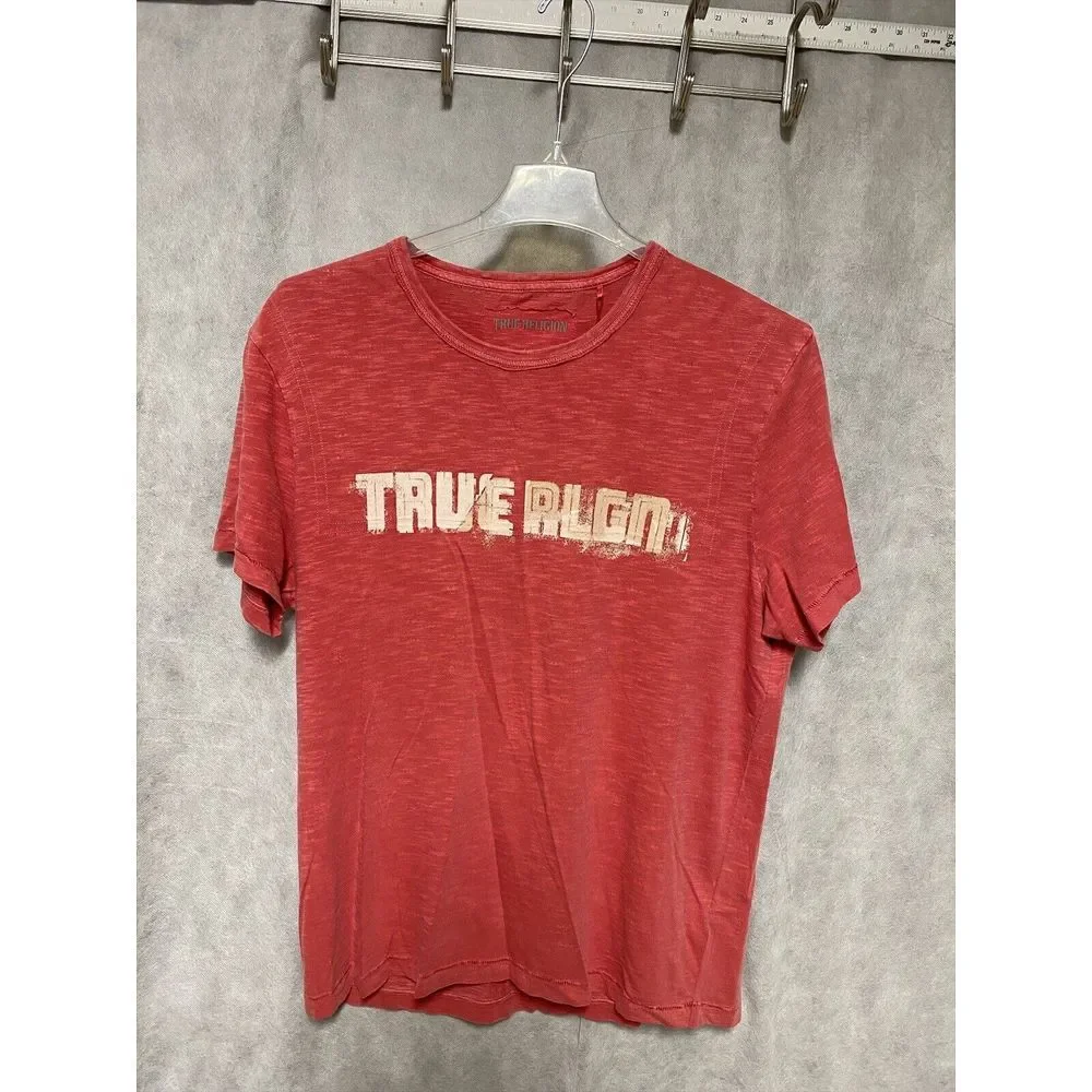 True Religion Shirt Men 3XL‎ Red Spell Out Preppy Football Tee Vintage Y2K NWT